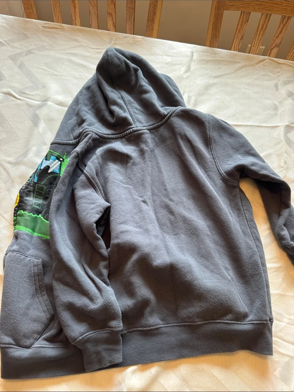 John Deere Gray Hoodie with Green and Yellow Tractor Graphic